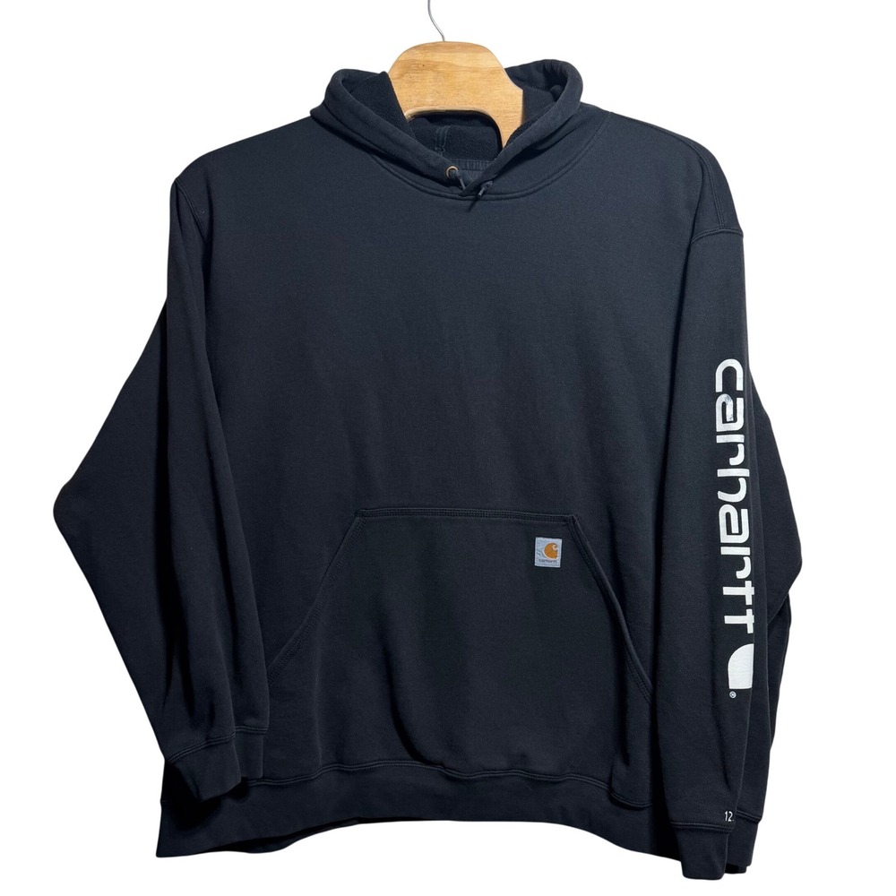 Carhartt Mens 5XL Loose Fit Logo Sleeve Hoodie Black K288 BLK Midweight Pullover